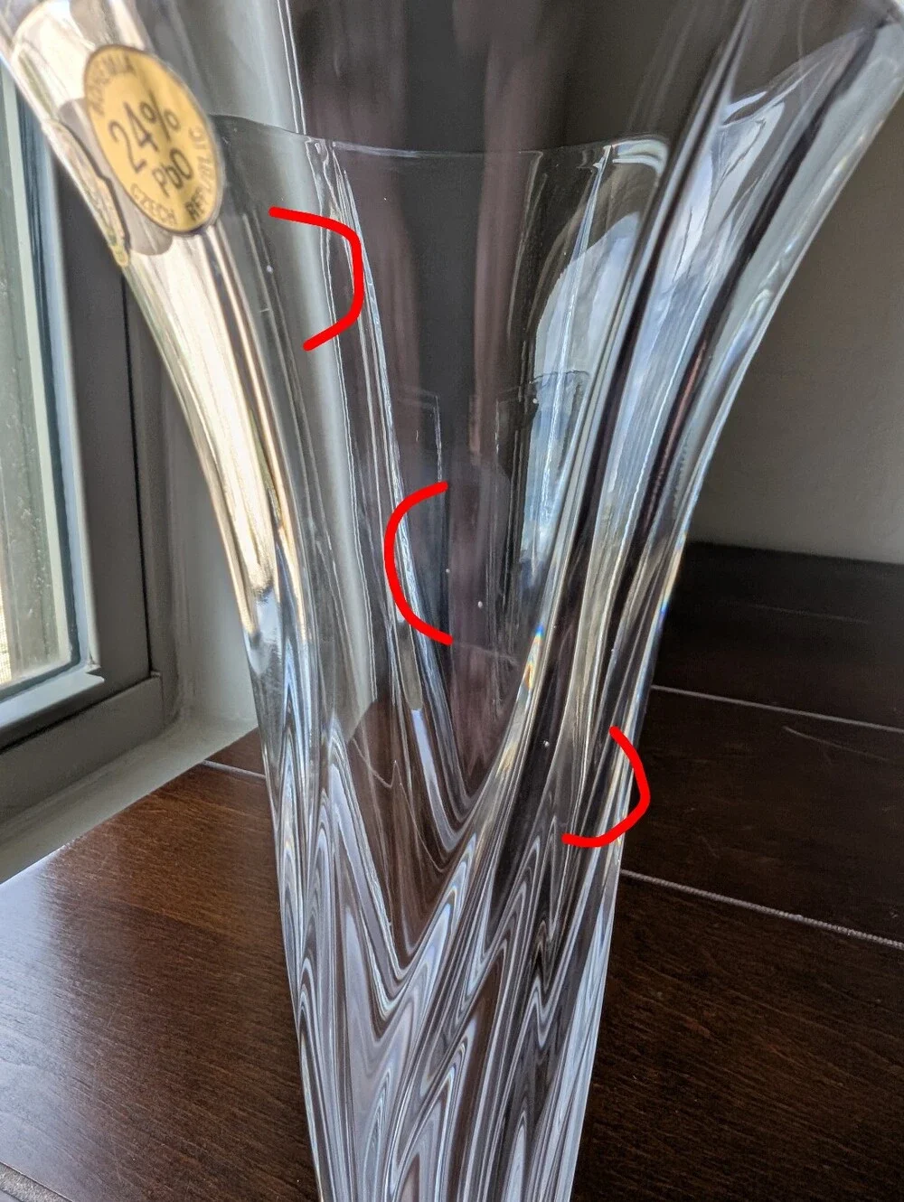 Bohemian Clear Leaded Crystal Swirled Glass Bud Vase 8 Inches Tulip/Trumpet
